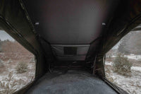 Vista da dentro con neve e storage