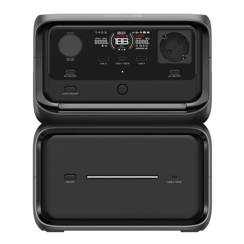 Vista da fronte con batteria aggiuntiva alla power station