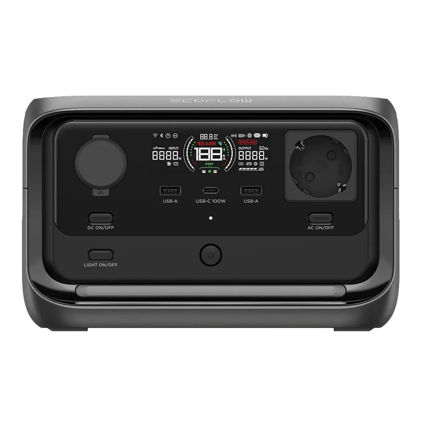 Vista da fronte della Power Bank con Presa Elettrica