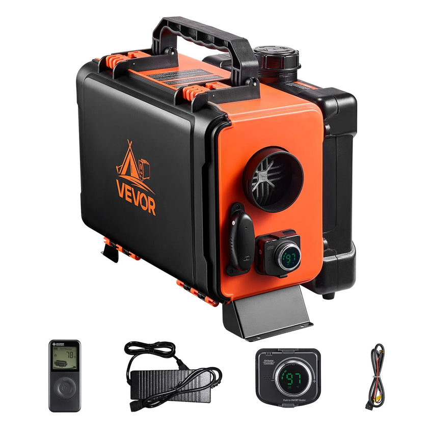 Vista da fronte con accessori e telecomando