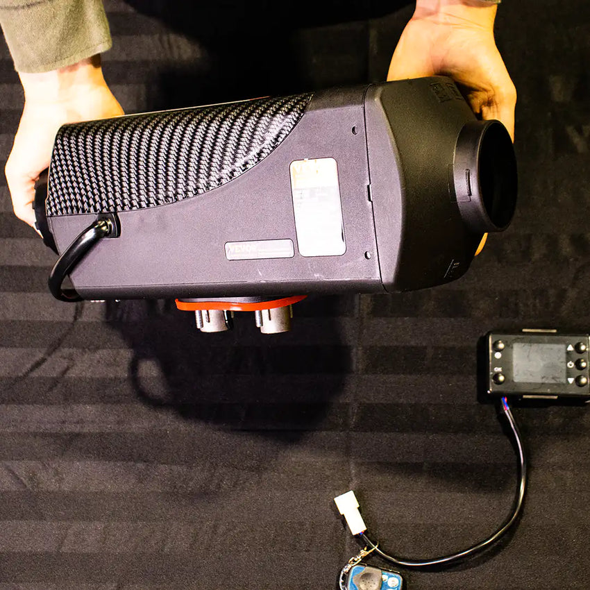 Vista da lato della Stufa per Camper a Gasolio