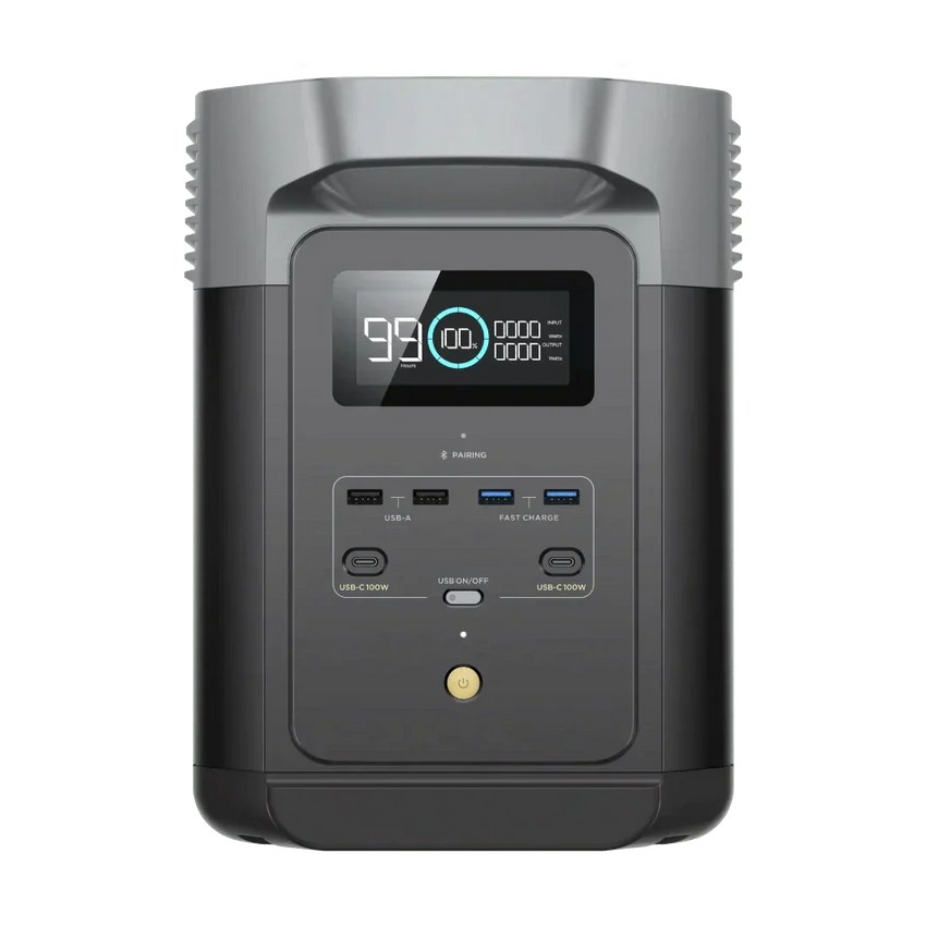 Vista da fronte con prese USB e USB-C della power station portatile