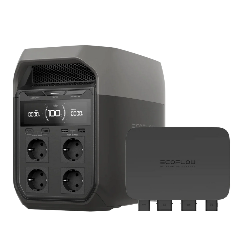 Vista della batteria portatile con presa 220v e caricatore DC DC