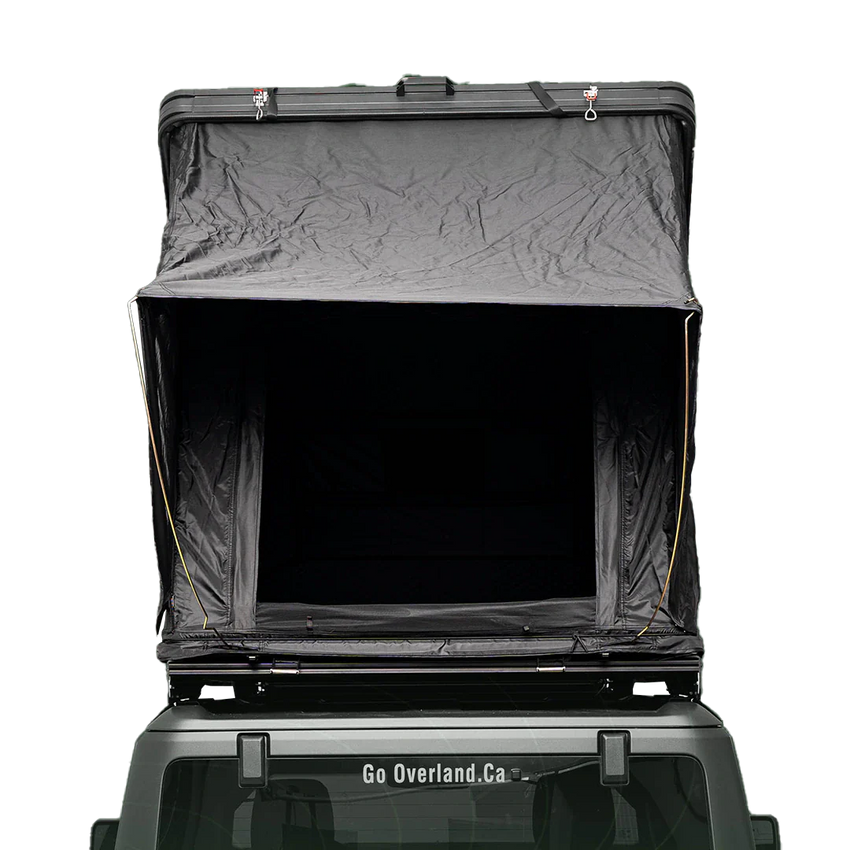 Tenda da Tetto Rigida Leggera vista aperta da dietro