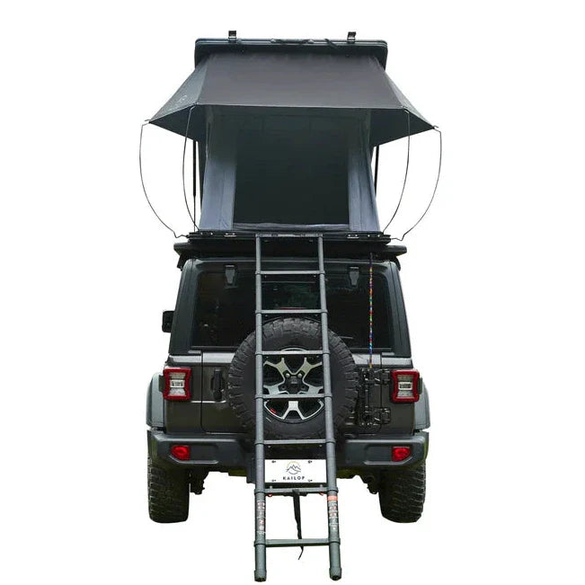 Vista da dietro della tenda da tetto rigida con 2 posti