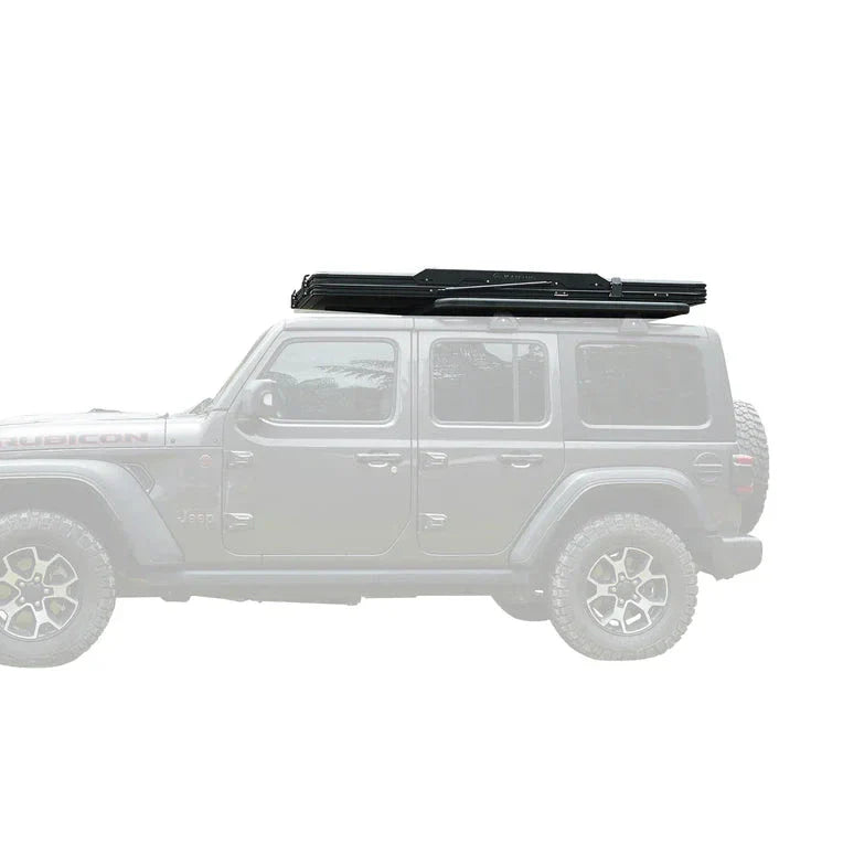 Vista laterale della tenda da tetto low profile